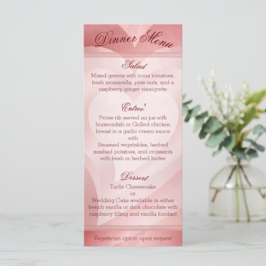 Menu Gelaagde rode harten (Staand voorkant)