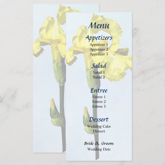 Menu Gele iris en bruiloft (Voorkant / Achterkant)