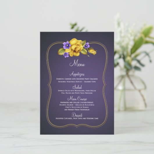 Menu Gele rozen Paars Violet (Staand voorkant)