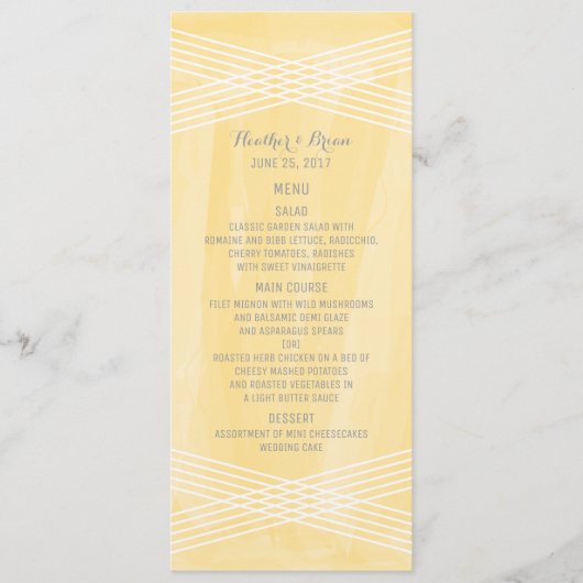 Menu Gele Waterverf Deco Wedding (Voorkant)