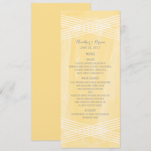 Menu Gele Waterverf Deco Wedding (Voorkant / Achterkant)