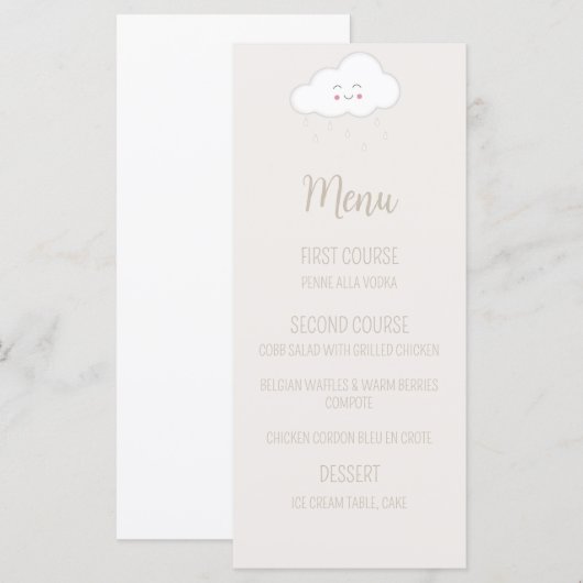 Menu Genderneutraal Baby shower (Voorkant / Achterkant)