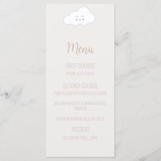 Menu Genderneutraal Baby shower (Voorkant)