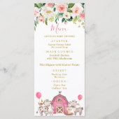Menu Girl Pink Boerderij Baby shower (Voorkant)