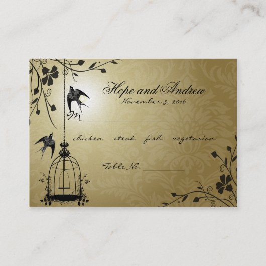 Menu Gold  Bird Cage Place Card (Kaart plaatsen) s Plaatskaartje (Voorkant)