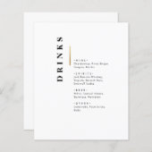 menu Gold Black en white Typography bruiloft Bar (Voorkant / Achterkant)