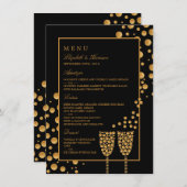 Menu Gold Champagne Bubbles Engagement Party (Voorkant / Achterkant)