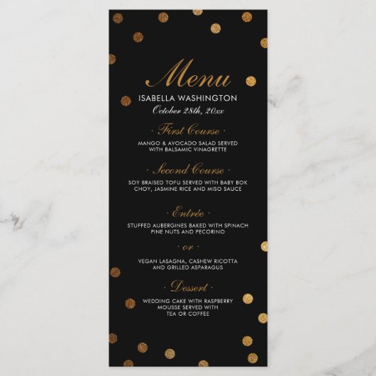 Menu Gold Confetti & Black Surprise Party (Voorkant)