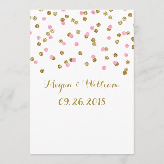 Menu Gold Confetti Light Pink Weddenschap (Achterkant)