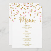 Menu Gold Confetti Light Pink Weddenschap (Voorkant / Achterkant)