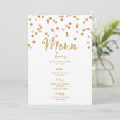 Menu Gold Confetti Light Pink Weddenschap (Staand voorkant)