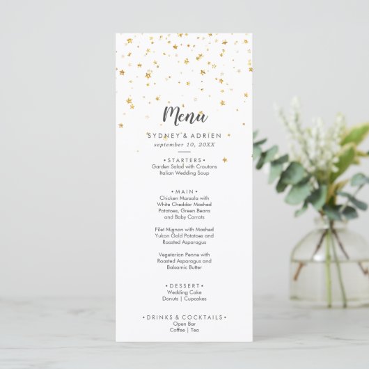 menu Gold Confetti Weddenrennen (Staand voorkant)