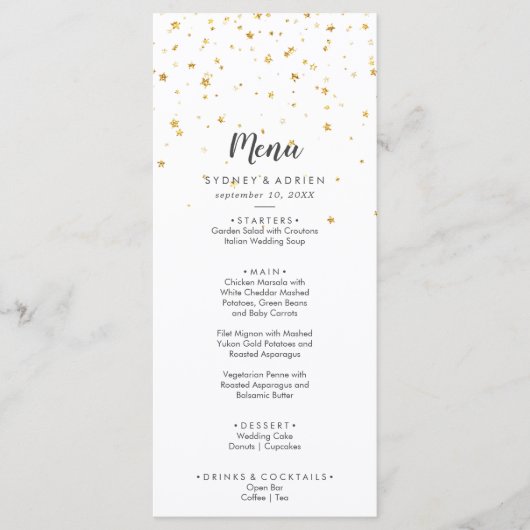 menu Gold Confetti Weddenrennen (Voorkant)