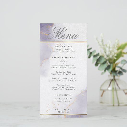 Menu Gold Dusty Plum Paars (Staand voorkant)