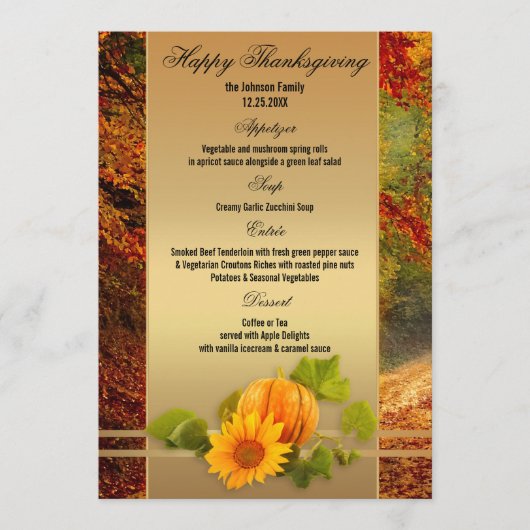 Menu Gold Herfst Thanksgiving (Voorkant)
