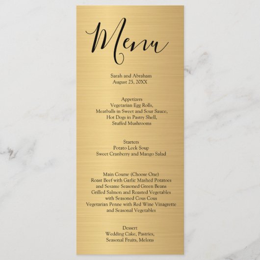 Menu Gold Minimalist Typography Wedding Menu Menus (Voorkant)