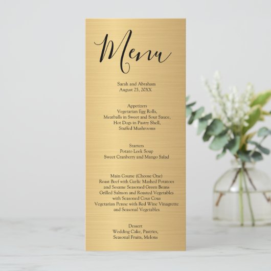 Menu Gold Minimalist Typography Wedding Menu Menus (Staand voorkant)