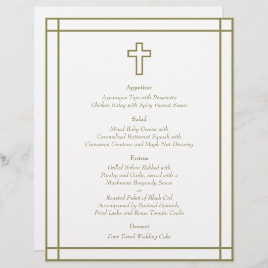 Menu Gold Outline Cross-set Weddenschap (Voorkant / Achterkant)