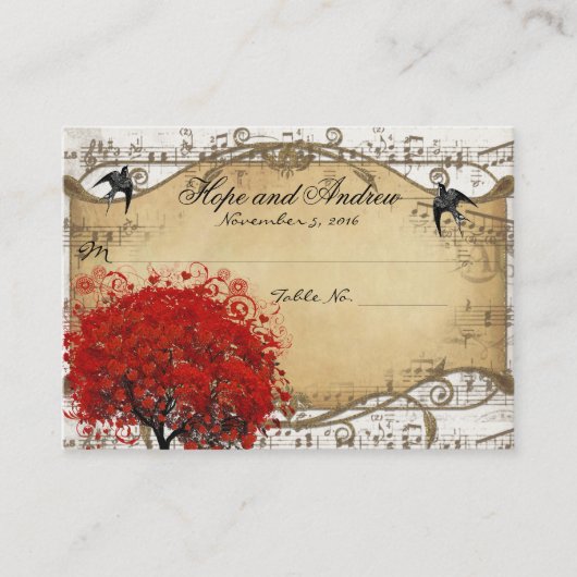 Menu Gold Red Heart Leaf Place Card selecteren Plaatskaartje (Voorkant)