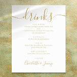 Menu Gold Signature Script-Drinken Poster<br><div class="desc">Dit elegante gouden script minimalistische drinken menubord is perfect voor je trouwfeest. Ontworpen door: Thisnotme©</div>