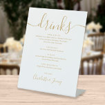 Menu Gold Signature Script Wedding Drinken Reclamebord Met Voetstuk<br><div class="desc">Dit elegante gouden script minimalistische drinken menubord is perfect voor je trouwfeest. Ontworpen door: Thisnotme©</div>