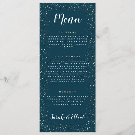 Menu Gold Stars Navy Flat (Voorkant)