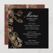 Menu Golden Flower Vines Wedding Kaart (Voorkant / Achterkant)