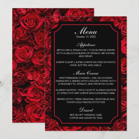 Menu Gothic Roos Wedding (Voorkant / Achterkant)