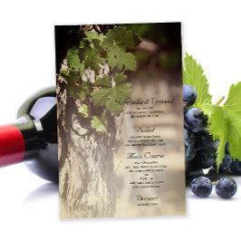 Menu Grape Leaves Vineyard Wedding