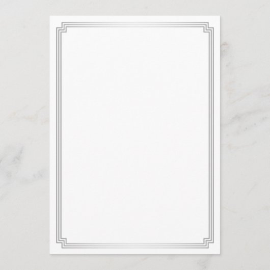 Menu Great Gatsby Art Deco White Silver Wedding (Achterkant)