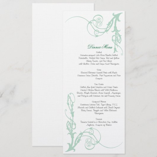 Menu Green Art Nouveau (Voorkant / Achterkant)