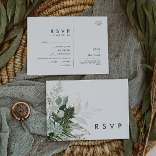 Menu Greenery en Gold Leaf Keuze RSVP-kaart