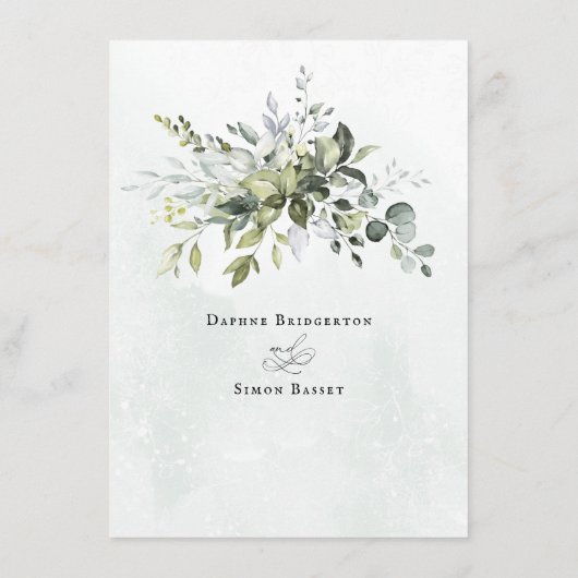 Menu Greenery Minimalist Script Wedding (Achterkant)