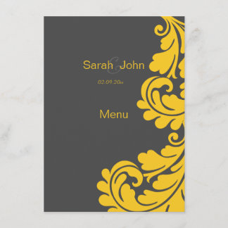Menu Grijze en gele vochtige bruiloft