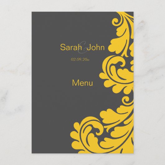 Menu Grijze en gele vochtige bruiloft (Voorkant)