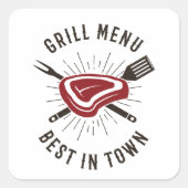 Menu Grill Best in Town Vierkante Sticker (Voorkant)