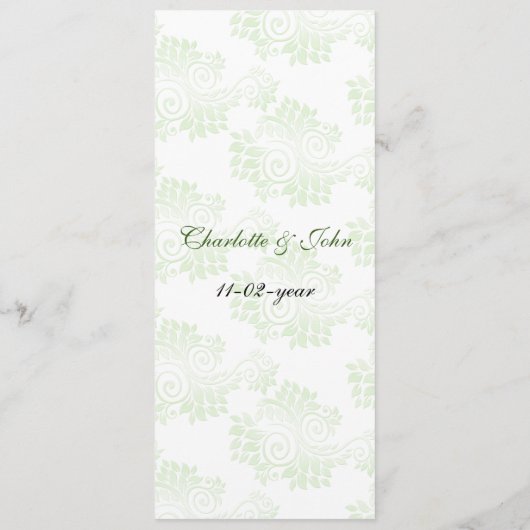 menu groen bruiloft (Achterkant)