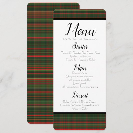 Menu Groen en rood Kaart (Voorkant / Achterkant)