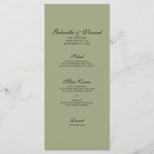 Menu Groene druiven Wineyard Wedding (Achterkant)