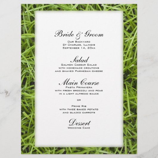Menu Groene grass Backyard Wedding (Voorkant)