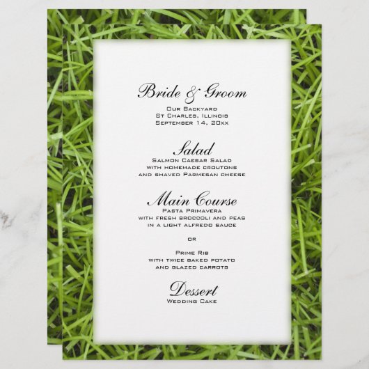 Menu Groene grass Backyard Wedding (Voorkant / Achterkant)
