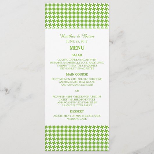 Menu Groene Houndstooth Wedding (Voorkant)