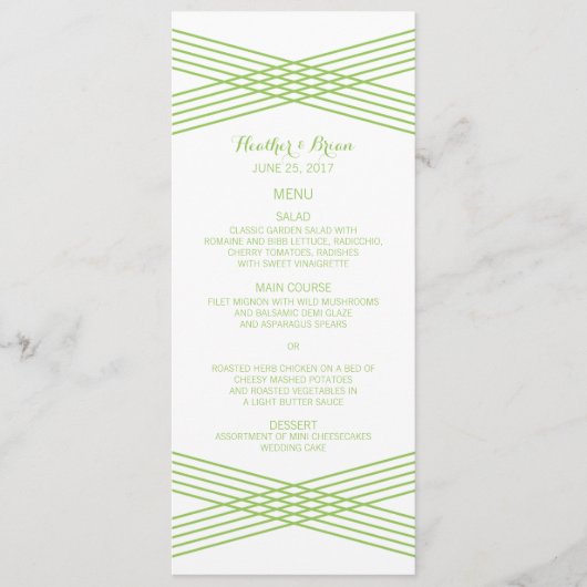 Menu Groene Modern Deco Wedding (Voorkant)