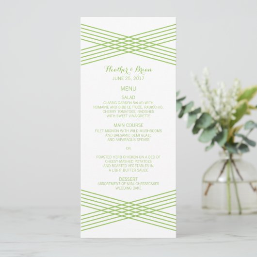 Menu Groene Modern Deco Wedding (Staand voorkant)