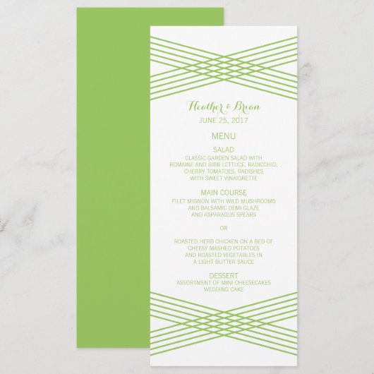 Menu Groene Modern Deco Wedding (Voorkant / Achterkant)