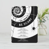 Menu Halloween Dinner/Drink | Zwart-wit Kaart (Staand voorkant)