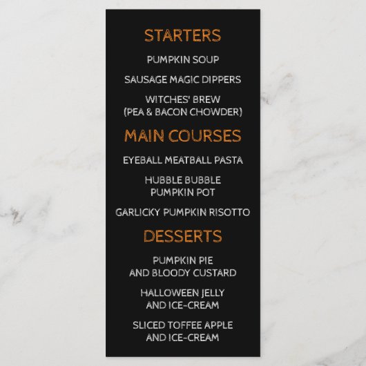 Menu Halloween Pumpkin (Achterkant)
