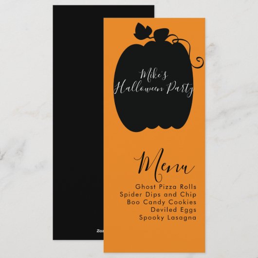Menu Halloween Pumpkin Costume Party (Voorkant / Achterkant)