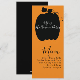 Menu Halloween Pumpkin Costume Party