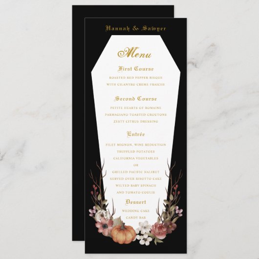 Menu Halloween Vampire Coffin Wedding Party (Voorkant / Achterkant)